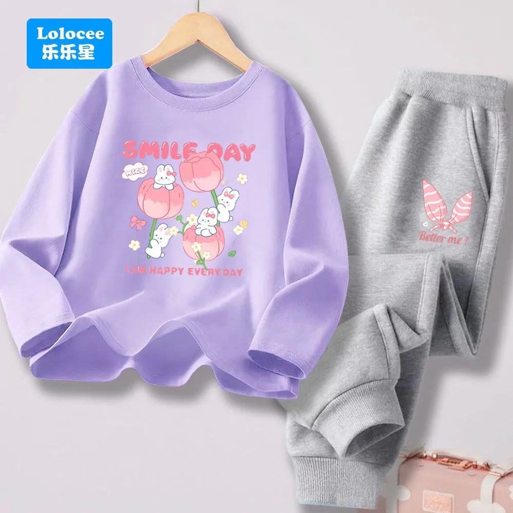 Kids Autumn Clothes Sets Baby Girl Long Sleeve Tulip Flower T-shirt and Pants Two-Piece Sets Little Girl Fashion Tracksuit YJX01