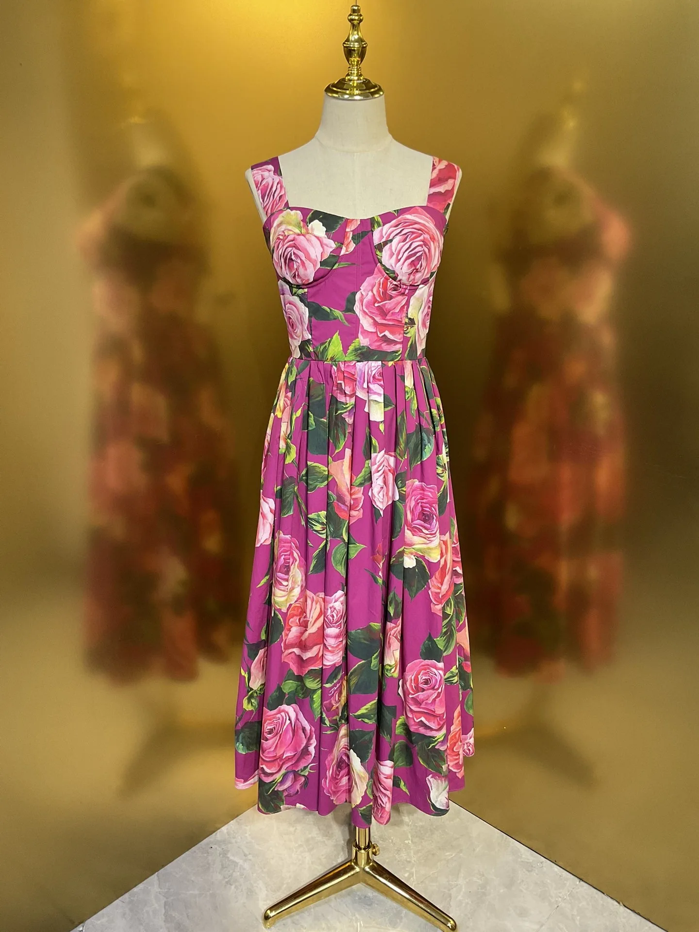 Purple floral cotton tight waist, chest cup, large swing suspender dress, French retro vacation style long skirt - AliExpress 200000345 Purple floral cotton tight waist, chest cup, large swing suspender dress, French retro vacation style long skirt - AliExpress 200000345
