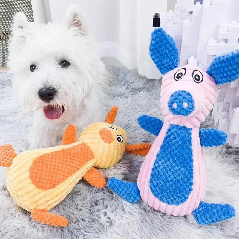 Dog Voice Plush Rabbit Elephant Shaped Toy Teeth Grinding Bite Resistant Fighting Golden Hair Teddy Bear Puppy Supplies