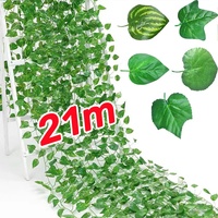 21M Artificial Green Leaves Ivy Vine Garland Creeper Rattan Fake Leaf Plants Hanging Garlands Garden Wedding Party Home Decor