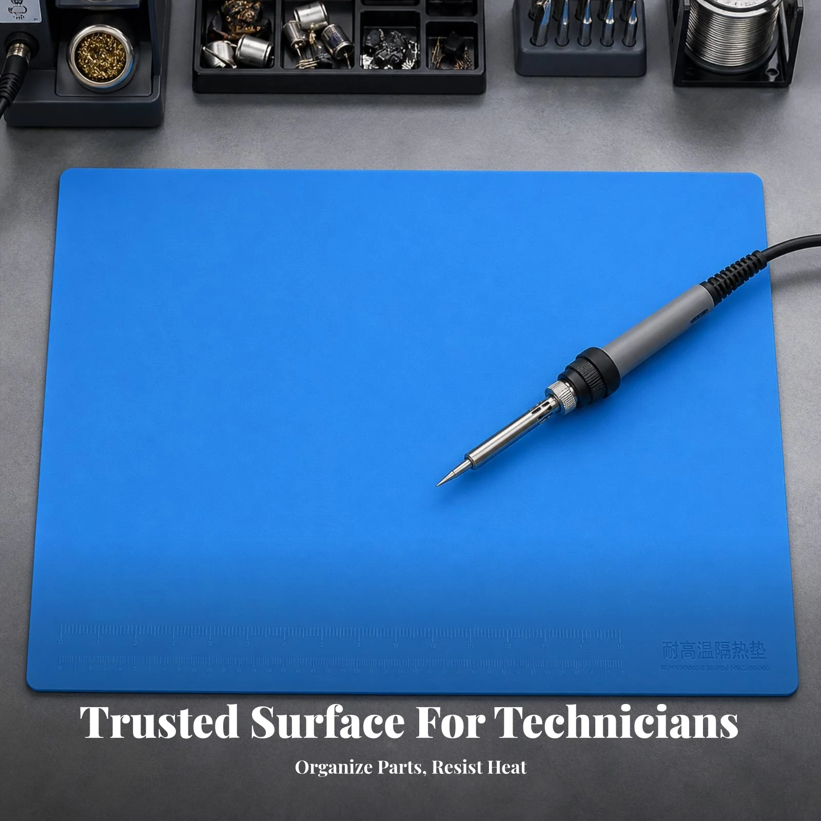 Silicone Work Mat Wipe Clean Silicone Soldering Mat Rollable Foldable for Hobbyists, Workbench, Compact Workbenches