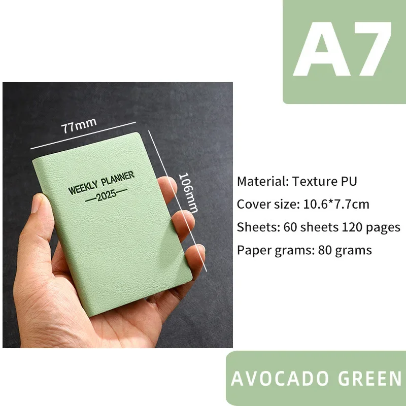 2025 A7 Agenda Book Portable Softside Planner Notepad English Notebook Stationery Office School Supplies