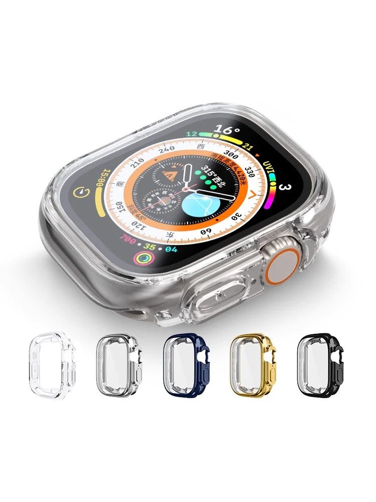 Schutzhülle für Apple Watch Ultra2 49 mm, Zubehör, Smartwatch, weicher TPU-Stoßfänger, Displayschutzfolie, iWatch-Serie Ultra-Schutz