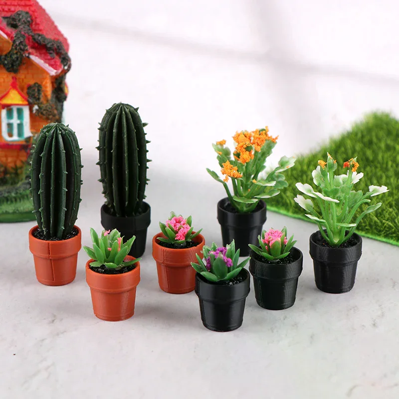 Casa de muñecas en miniatura, planta de simulación en maceta, modelo de jardín, adornos para el hogar, decoración para casa de muñecas, juguetes para juego de imitación, 5 uds., 1:12