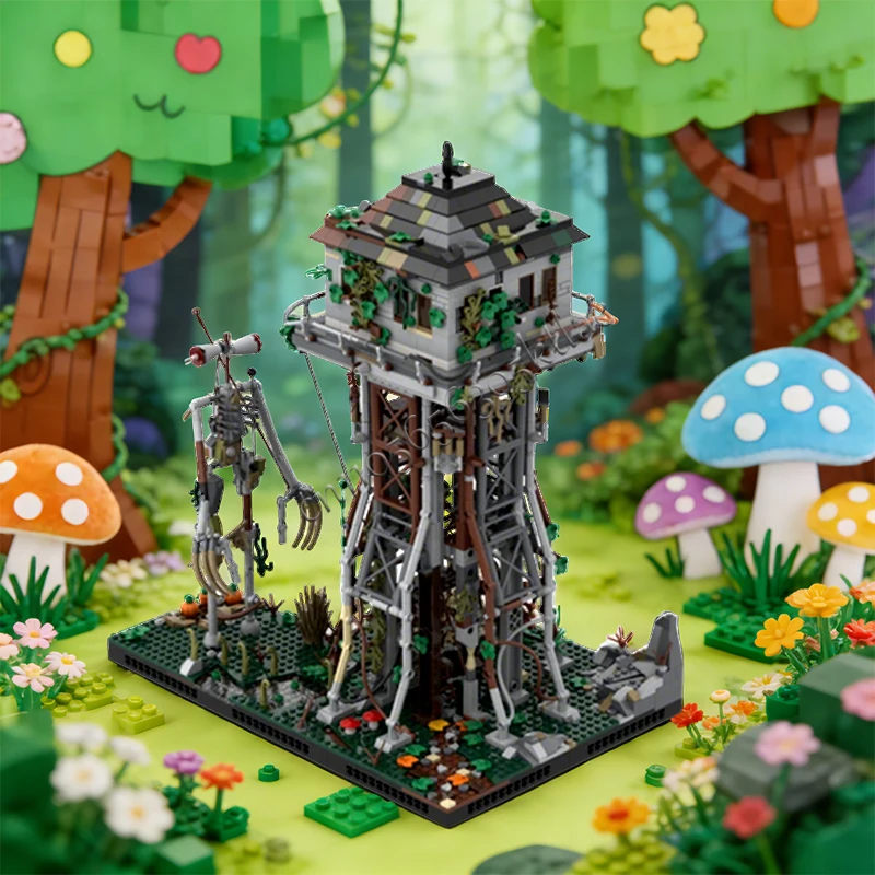 2158 PCS City Engineering Abandoned Watchtower MOC Customize Modular Building Block Simple Creative DIY Boy Assembly Toy Gift