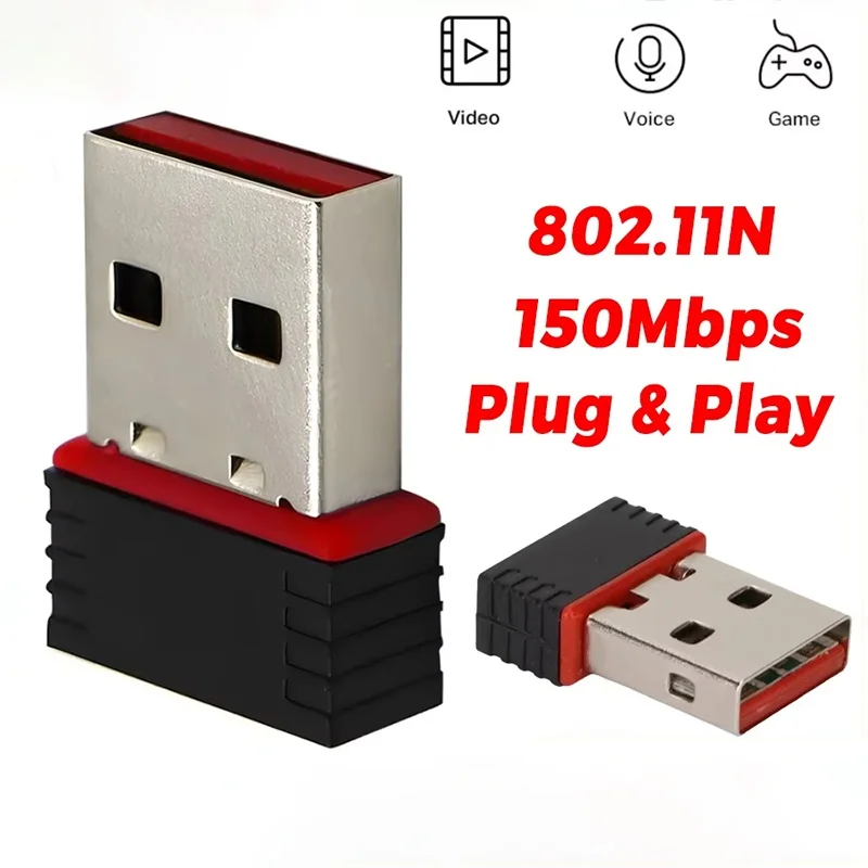 

Прием беспроводного сетевого сигнала, Wi-Fi-адаптер без драйверов, 150 Мбит/с, для настольного ПК, сетевая карта 2,4G, USB, Plug and Play