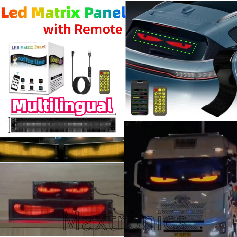 Panneau de pixels matriciel LED pour voiture, Bluetooth, affichage flexible programmable bricolage, lumière d'écran de camion, multilingue, 5V