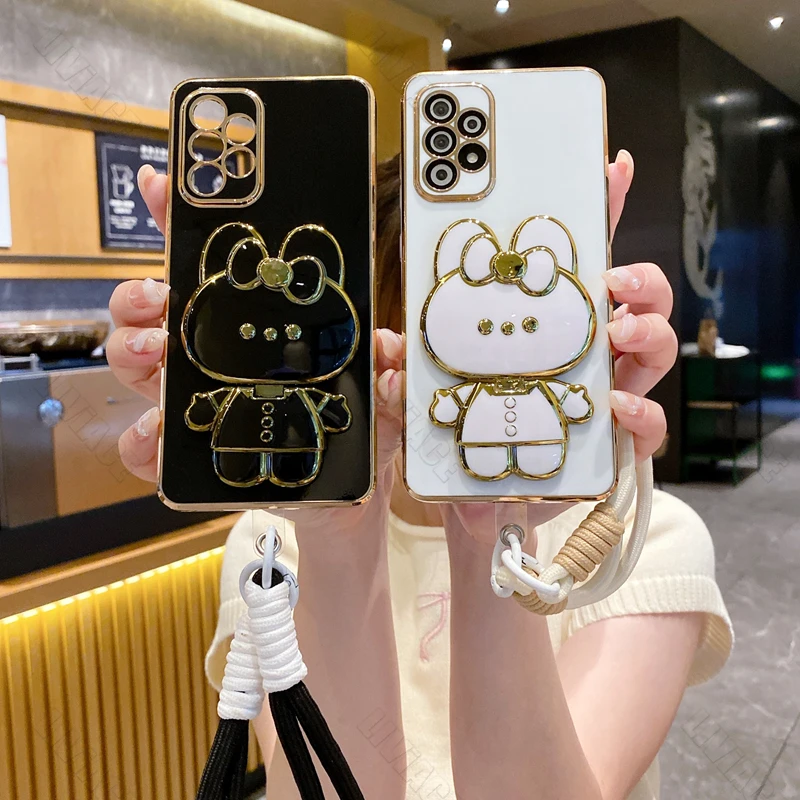 J 7 Cute Rabbit Wrist Phone Strap Holder Case On For Samsung Galaxy J2 J3 J4 J5 J6 J7 J330 J530 J730 Prime Plus 2017 Stand Cover