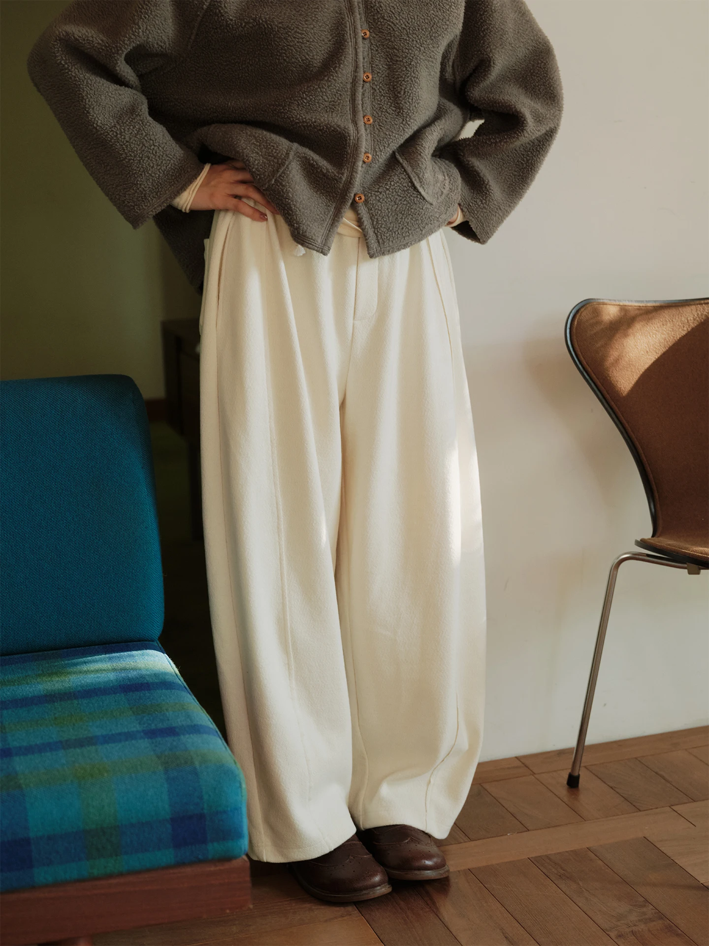 

Теплые шерстяные шелковые спортивные брюки-баллоны с твиловой текстурой для осени и зимы, повседневные, с зауженной талией и застежкой-молнией, женские