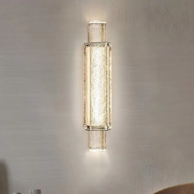 Light Luxury Crystal Wall Lamps Living Room Minimalist Background Glass Wall Sconces Designer Sales Office Model Room Decorative