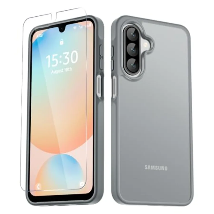 for Samsung Galaxy A17 5G Case, Matte Phone Case with 1 Screen Protector, Frosted Translucent Back, Slim Shockproof Protective