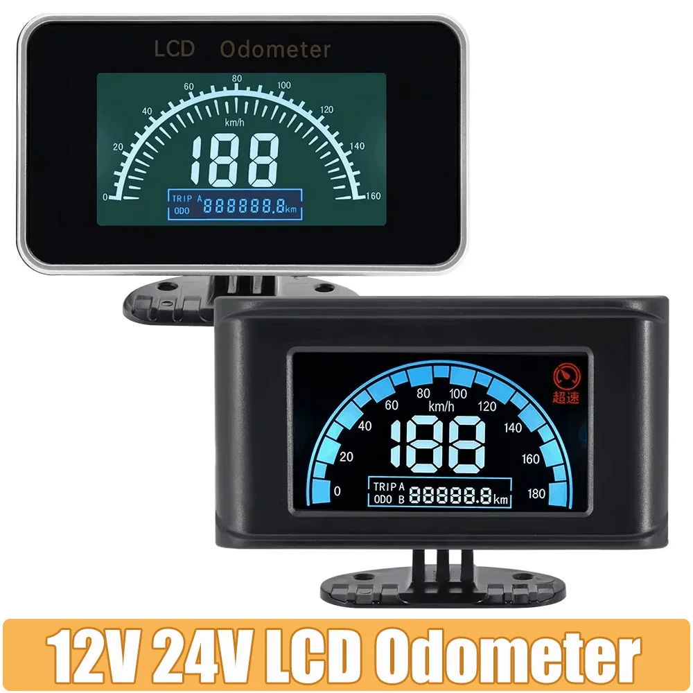 12V24V Digitaler Kilometerzähler Tachometer Geschwindigkeitsmesser Messgerät LCD-Instrumententafel mit Alarmfunktion für PKW LKW Universal-LCD-Panel