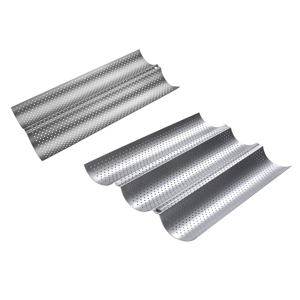 

2pcs Stainless Steel Baking Mold Wave Bread Stick Non-Stick Kitchen Tool Leak-Proof Home Bakery Use Silver