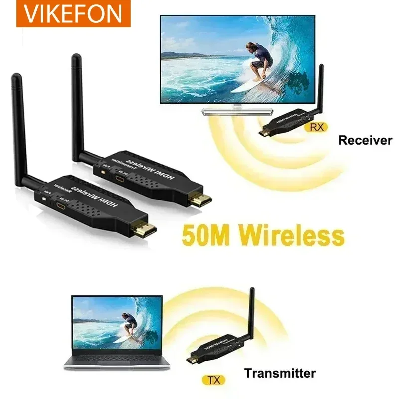 VIKEFON 1080P HDMI for 1 TX-4 RX PS4 Camera Laptop PC to TV Monitor Projector Wireless Audio Video Transmitter Receiver Extender