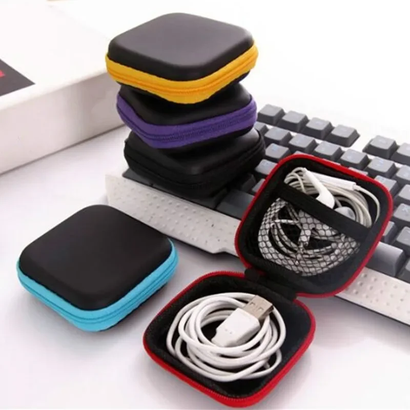 Headphone Case Colorful Travel Women Men Zipper Mini Coin Key Headphone Charger Holder Bag Storage  Box Organizer