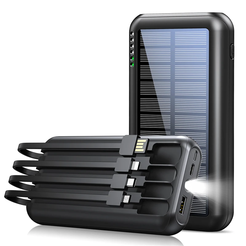

Solar Power Bank 30000mAh Fast Charging Portable Charger Powerbank with Cable Light for iPhone 14 13 Samsung Xiaomi 13 Poverbank