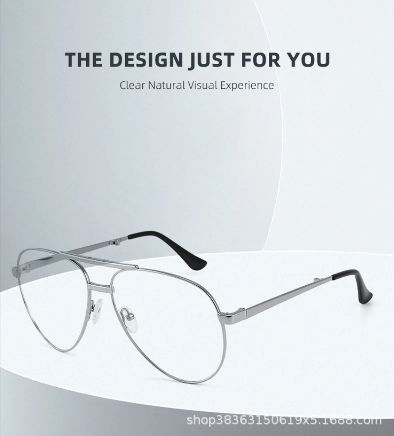 BEMORE Prescription Lenses with Medical Recipe Photochromic Anti Blue Light Men Pilot Metal Optical Grade Frame Glasses