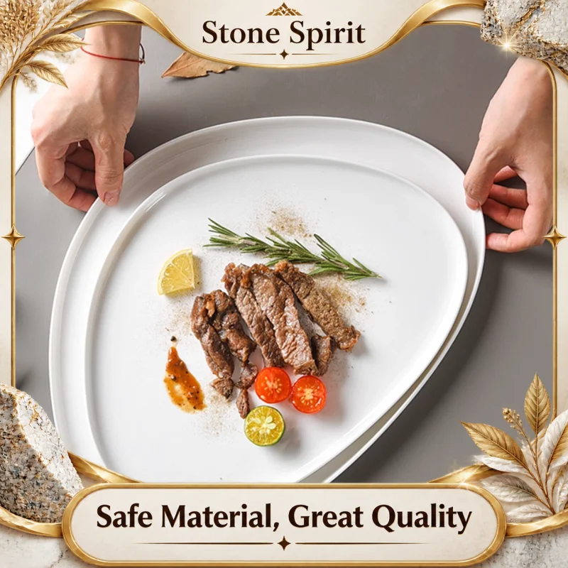 Pure White Triangular Ceramic Plate, Steak Plate, Pasta Plate, Irregular Tableware, Home Cooked Dishes, Kitchenware and Supplies