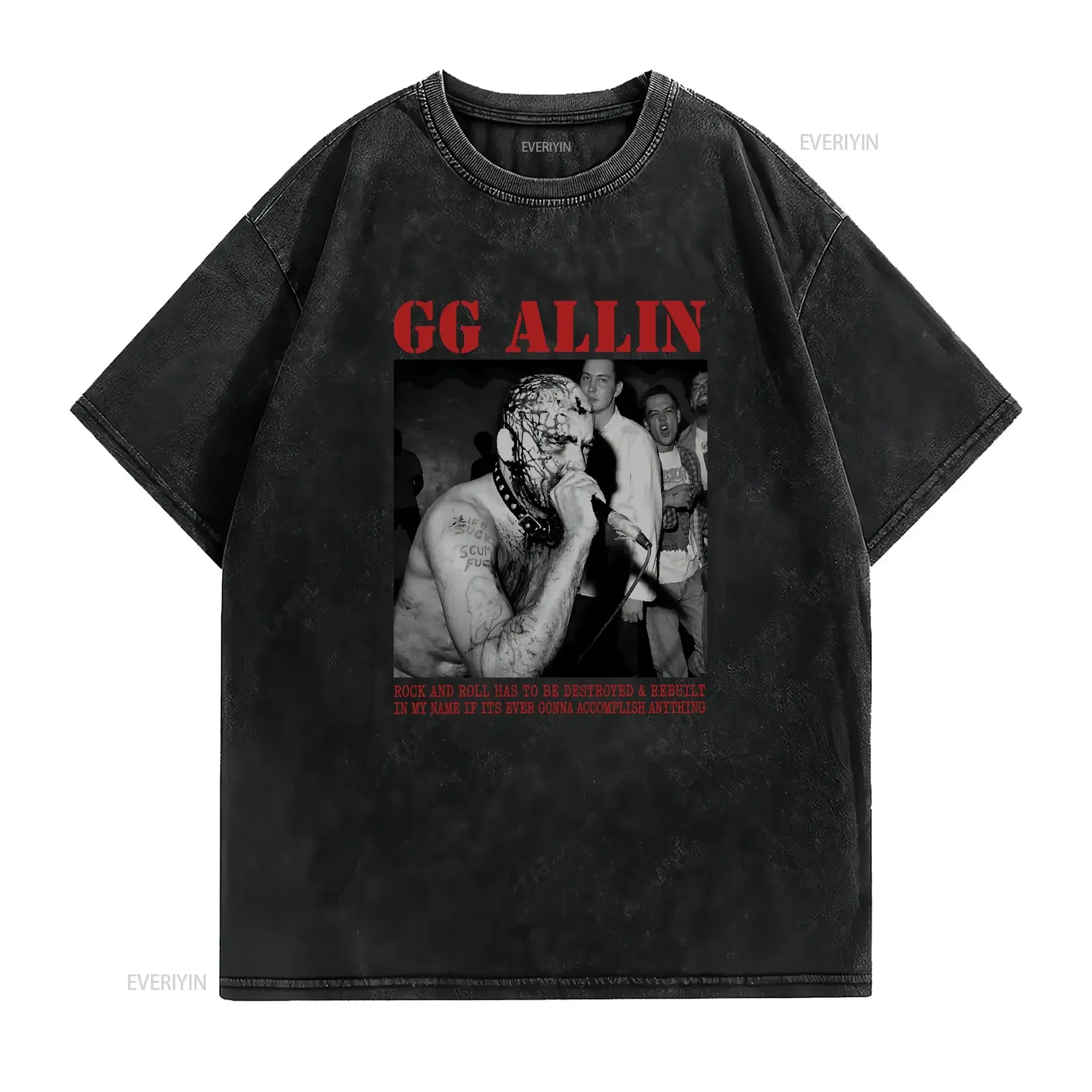 GG Allin Singer T Shirt Punk Rock  vintage Washed Soft Stylish Breathable Unisex graphic Stretched Slightly homme