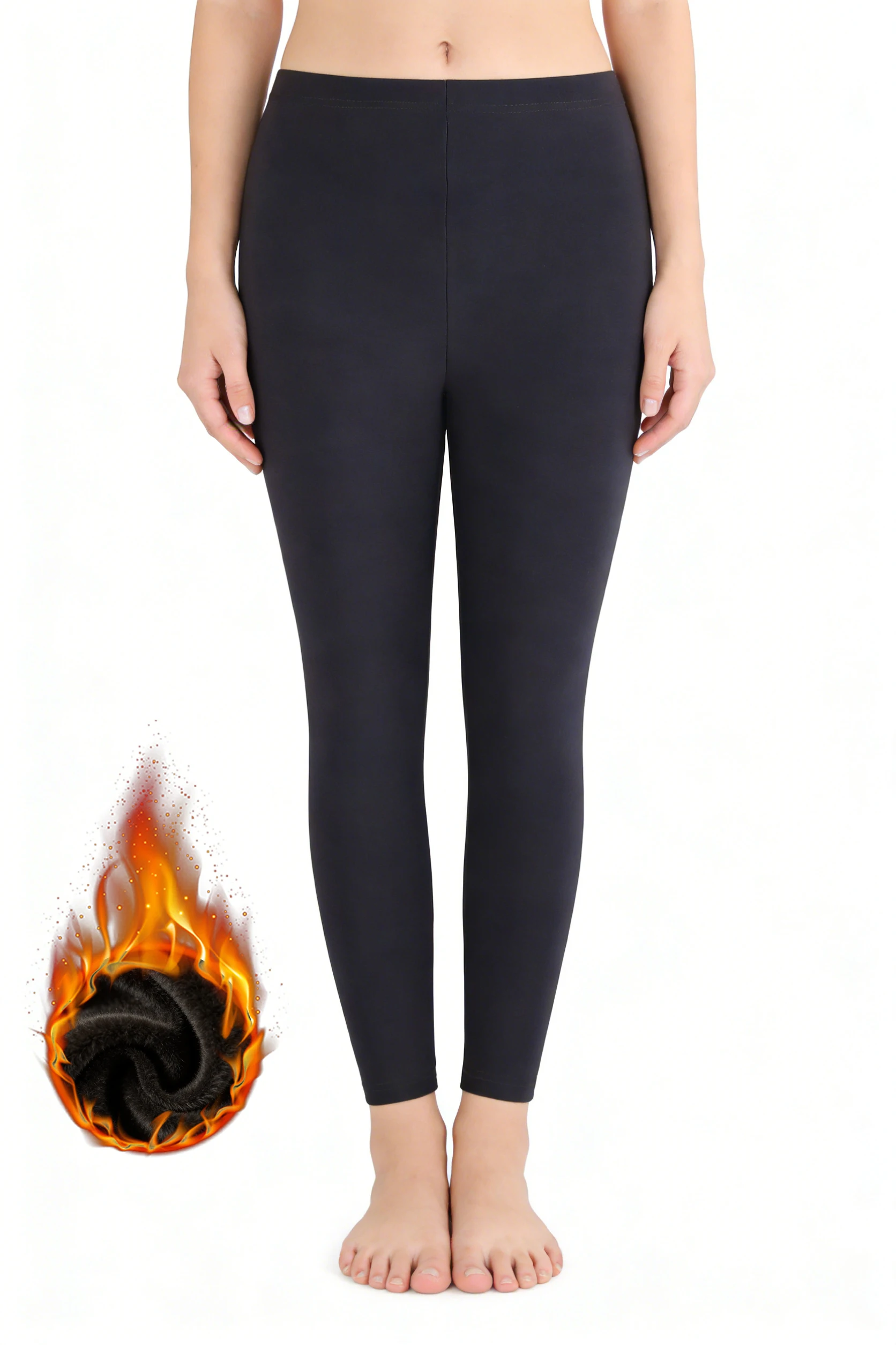 Women Fleece Lined Leggings Minimalist Slim Warm High Waist Pants Versatile For Daily Casual Winter Outings Cozy Soft Bottoms