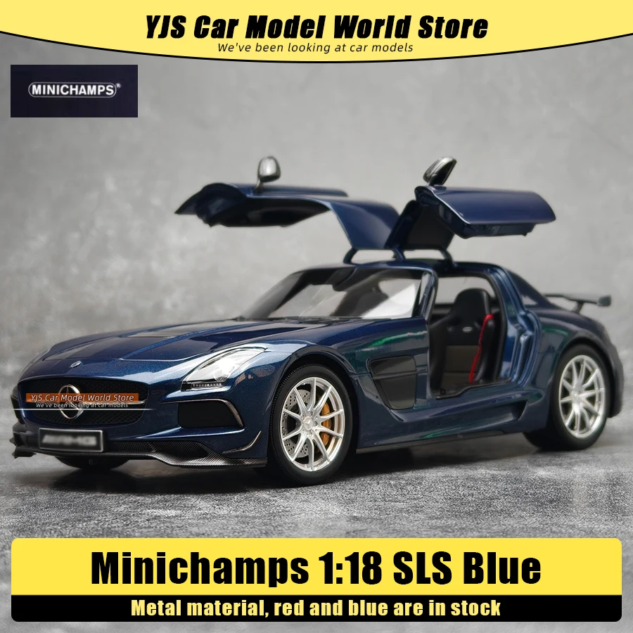 

Minichamps Diecast model 1:18 SLS blue Gull Wing Gate Sports car metal Car model Holiday gift Static ornament