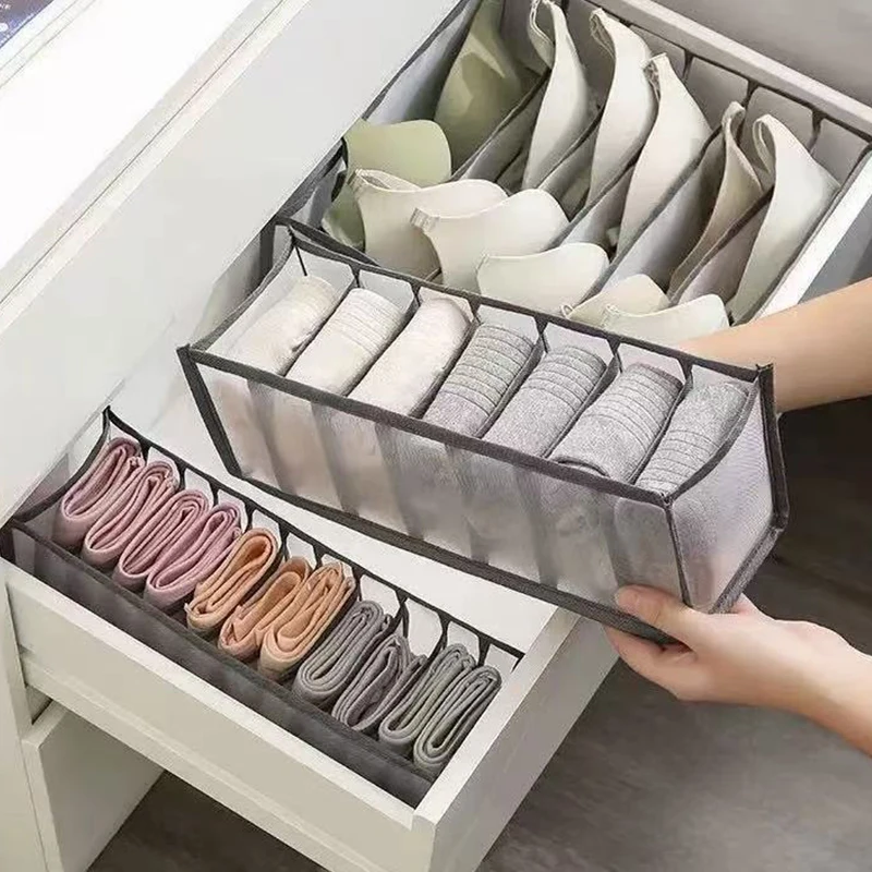 11/7/6 Grids Lingerie Drawer Storage Box Home Mesh Sock Organizer Wardrobe Dormitory Storage Bag