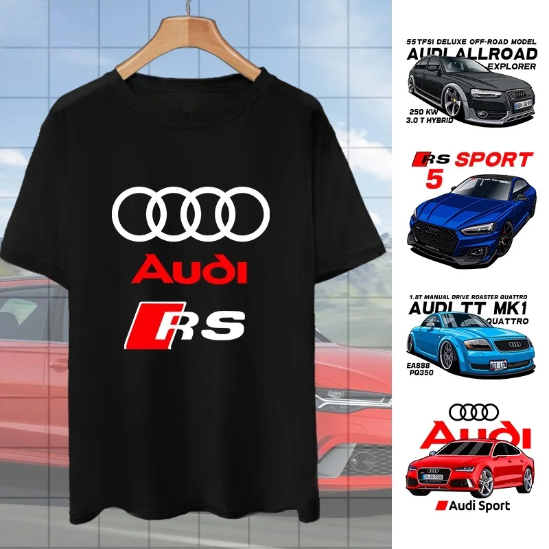 

Car Powder Come on Audi Car Printing RS Performance Car Department 4S Shop Tooling Car Club T-shirt Men's Half Sleeve