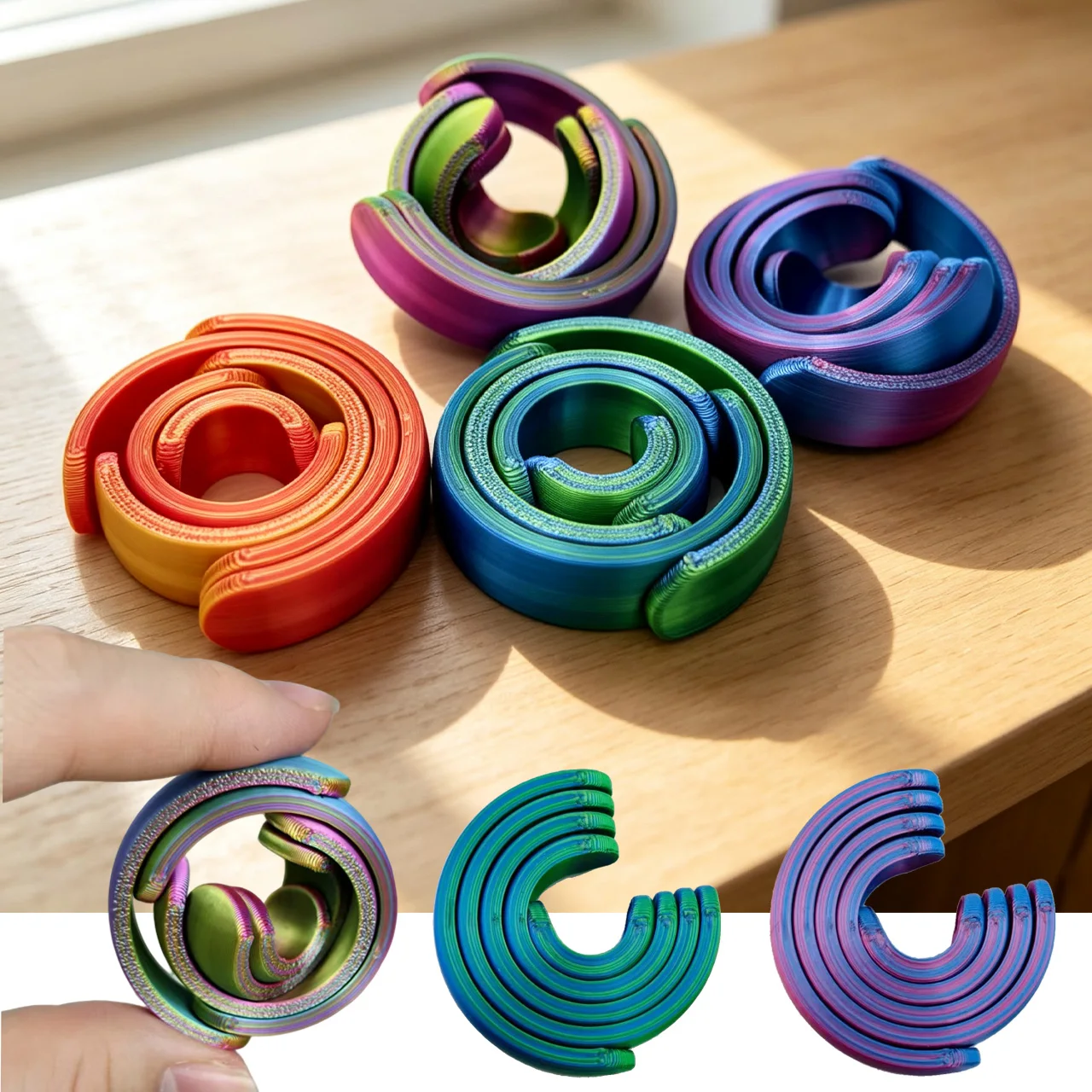3D Printed Rotatable Spiral Fidget Roller Stress Relief Toys Desktop Creative Ornament Toy Sensory Anxiety Relief Gift for Adult