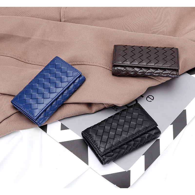 Luxury Genuine Leather Woven Key Wallets Men Car Key Holder Sheepskin Knitting Keys Organizer Women Smart Housekeeper Coin Purse