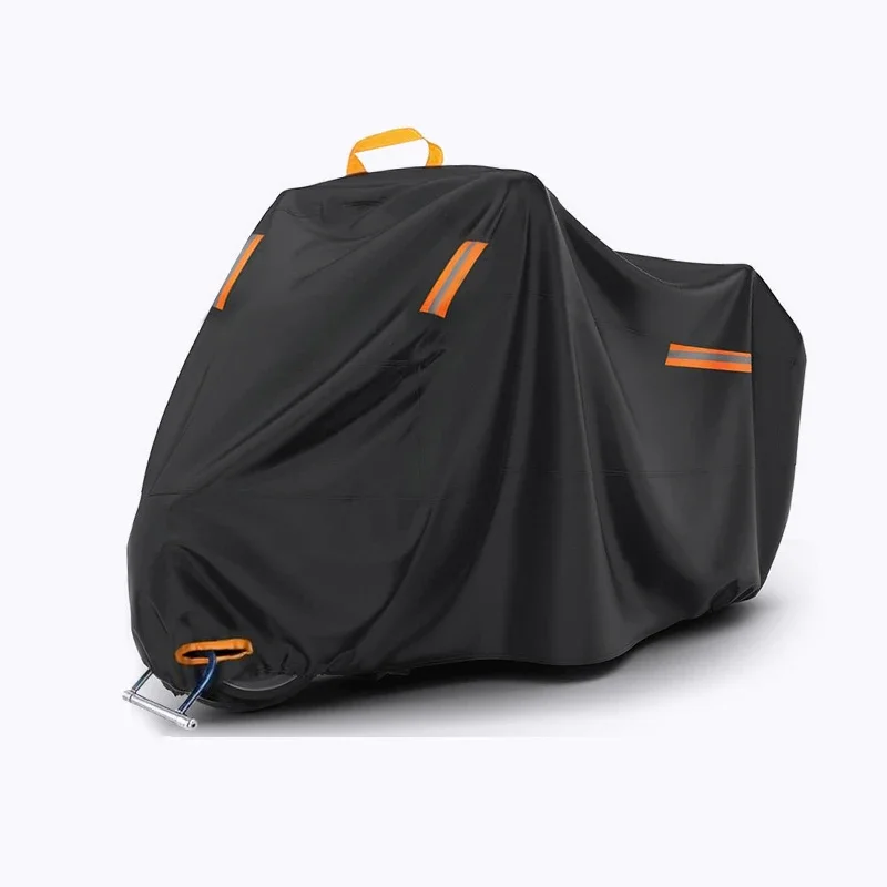 Cubierta para lluvia para motocicleta, tela Oxford 420D, impermeable, resistente al sol, a prueba de polvo, con revestimiento de PU plateado y bolsa de almacenamiento gratuita