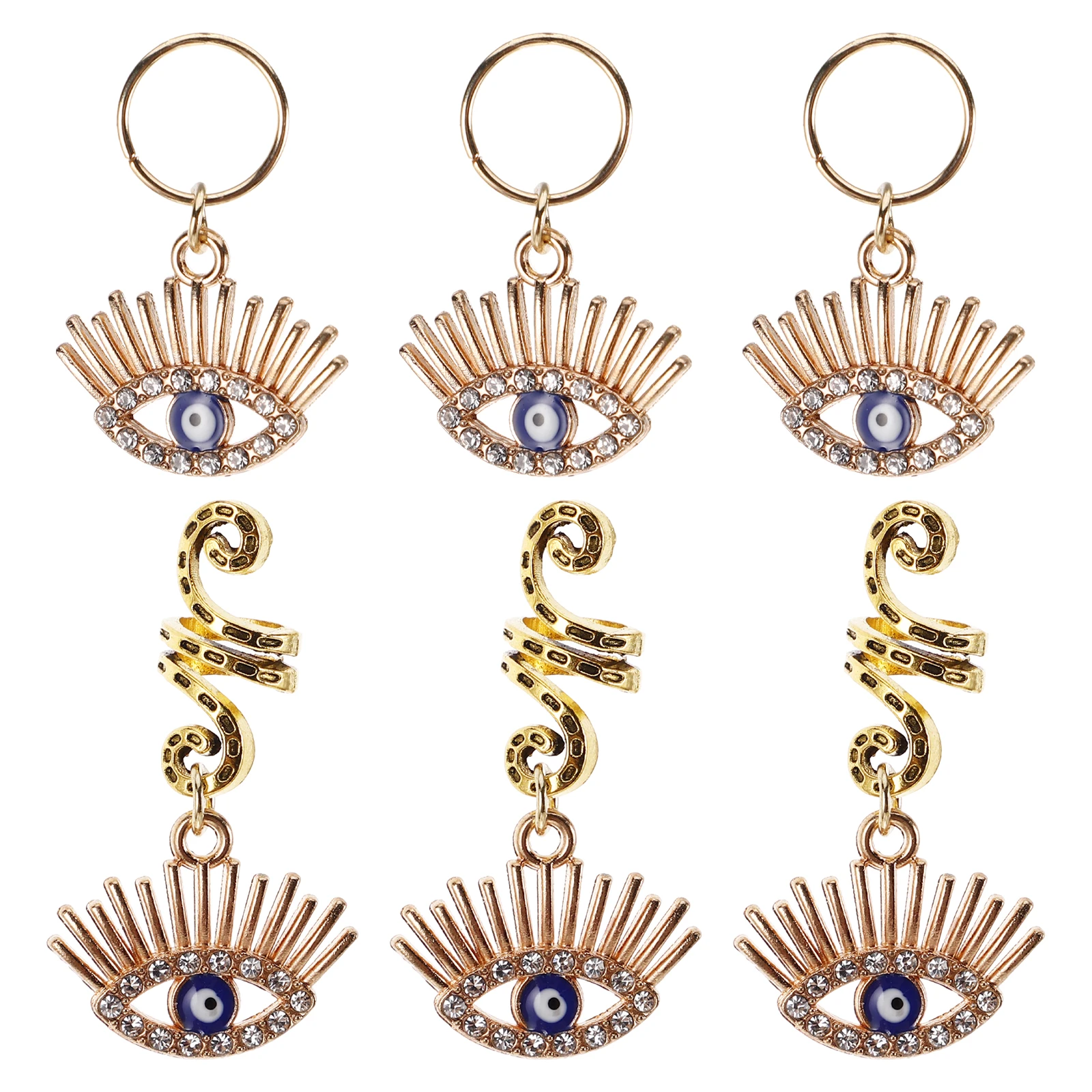 

6pcs Snake Hair Accessories Evil Eye Earrings Studs Hair Decor Clip On Beads Jewelry Trendy Shine Styling Add ons
