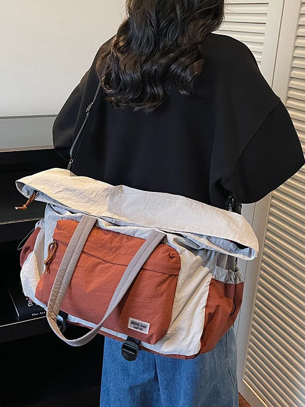 Travel Sports Fitness Bag Large Capacity Color Block Storage Luggage Bag Women's Handbag Casual Simple Style Hand Carry on Bag