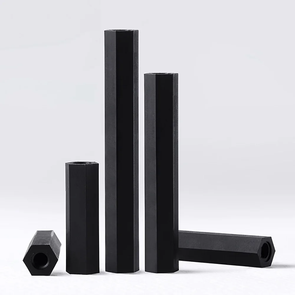 6-50 stuks kunststof zeskantige holle afstandsbouten M2 M2.5 M3 M4 M5 zwart wit nylon pijler externe zeskant binnendraad hoofdloze bout