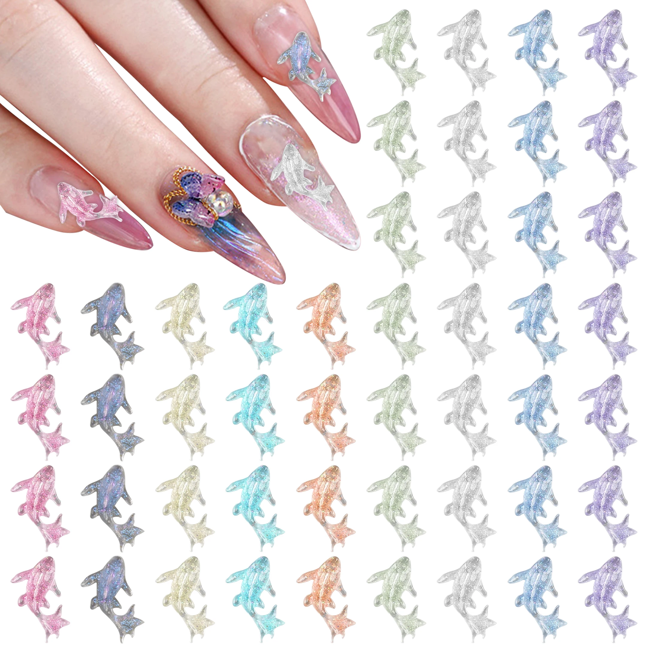 50 teile/beutel gemischte kawaii Süßigkeiten bunte Fisch Strass Perle Schmuck Gelee Kristall Nagel Dekoration Harz Nail Art Charms