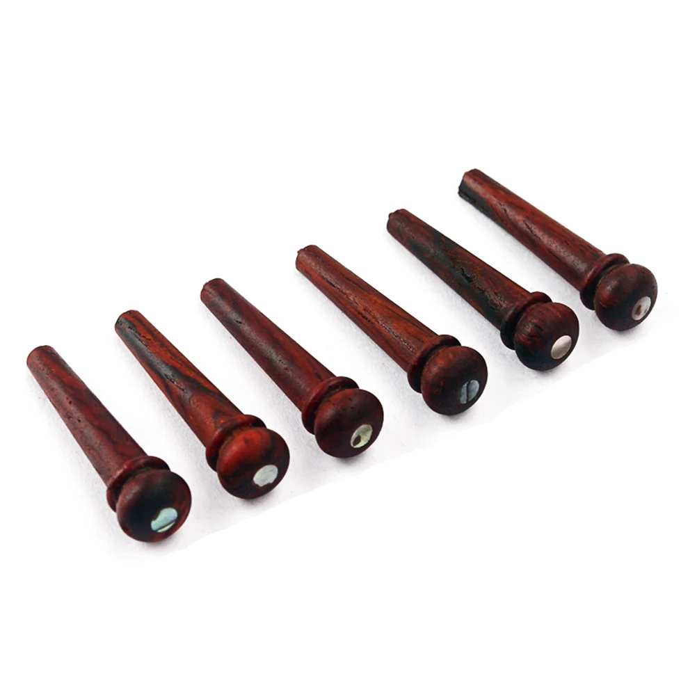

6 PCS Guitar Bridge Tailpiece String Nails Acoustic Pegs Pins Component Red Wooden Child