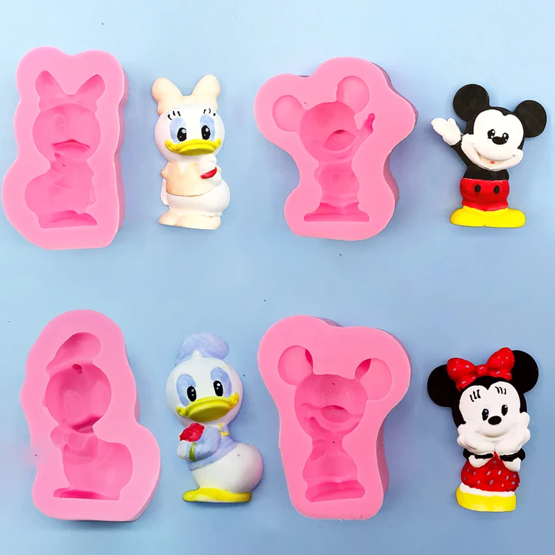 Disney Mickey silikonowa forma Minnie czekoladowe cukierki glina gips forma DIY tort narzędzia do dekoracji foremki do robienia mydła wosk zabawki