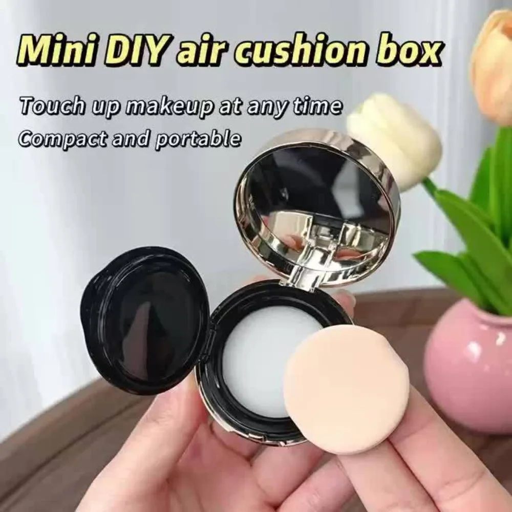 حقيبة وسادة هوائية صغيرة محمولة، صندوق منتفخ فارغ لطيف، مرآة محمولة لحاوية مستحضرات التجميل Bb Cream DIY مع إسفنجة #2