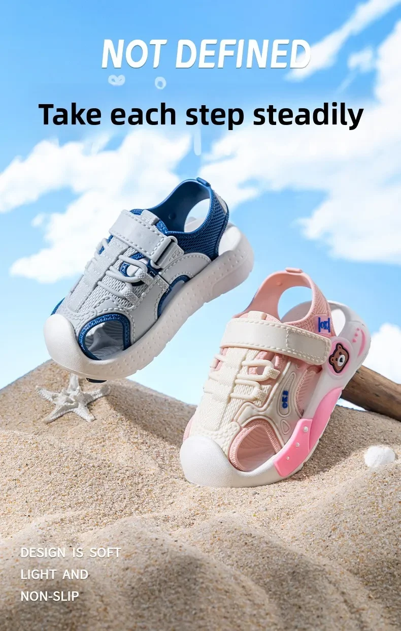 2026 Neue Sommer Jungen Zehensandalen Weiche Sohle Rutschfeste Kinder Baby Weichsohlen-Klettverschluss Strandschuhe Kleinkindsandalen – Detail 3