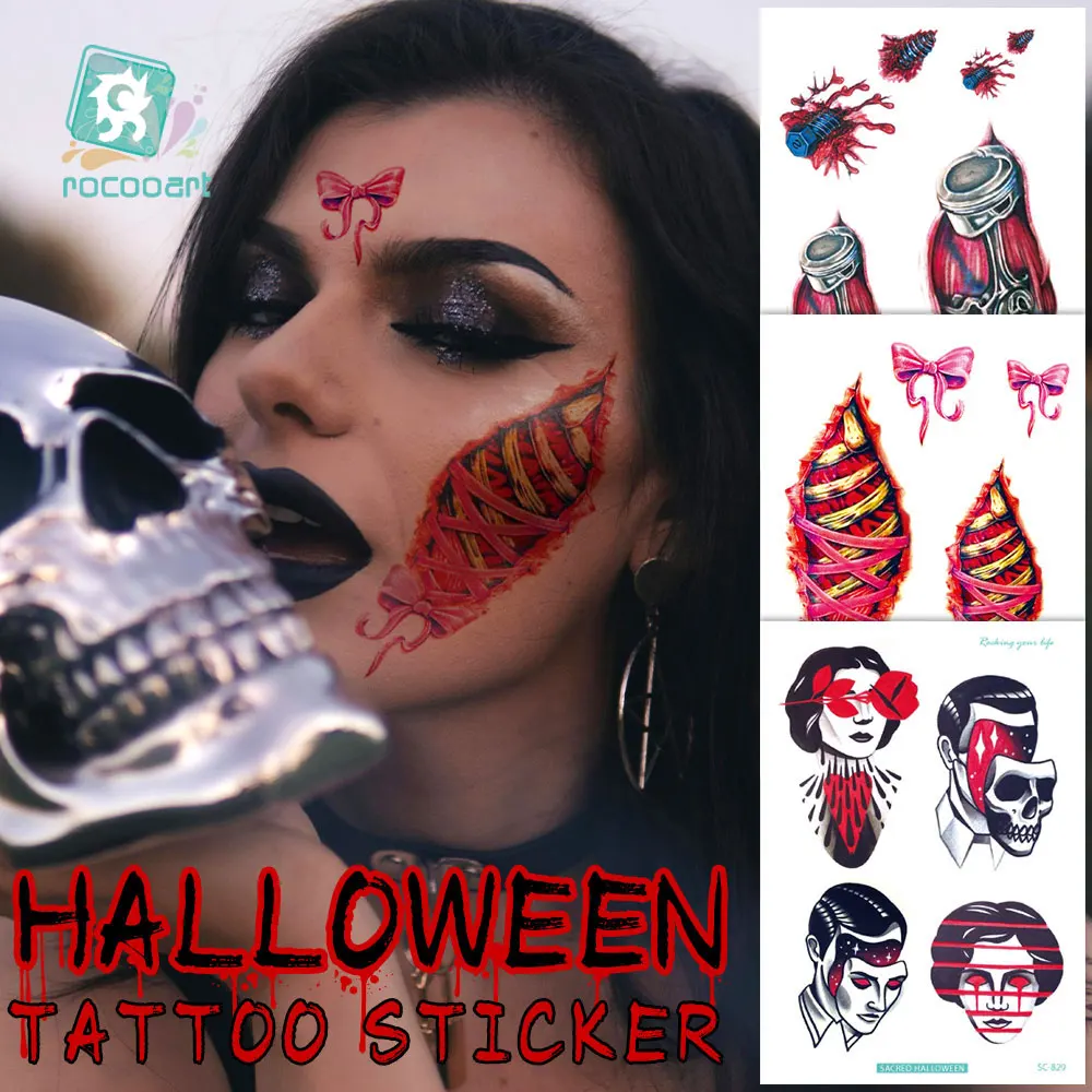 All Saints' Day Scars Tattoo Stickers Wounds Bleeding Skeletons Scary  Halloween Party Dress Up Masquerade Ball Temporary Tary