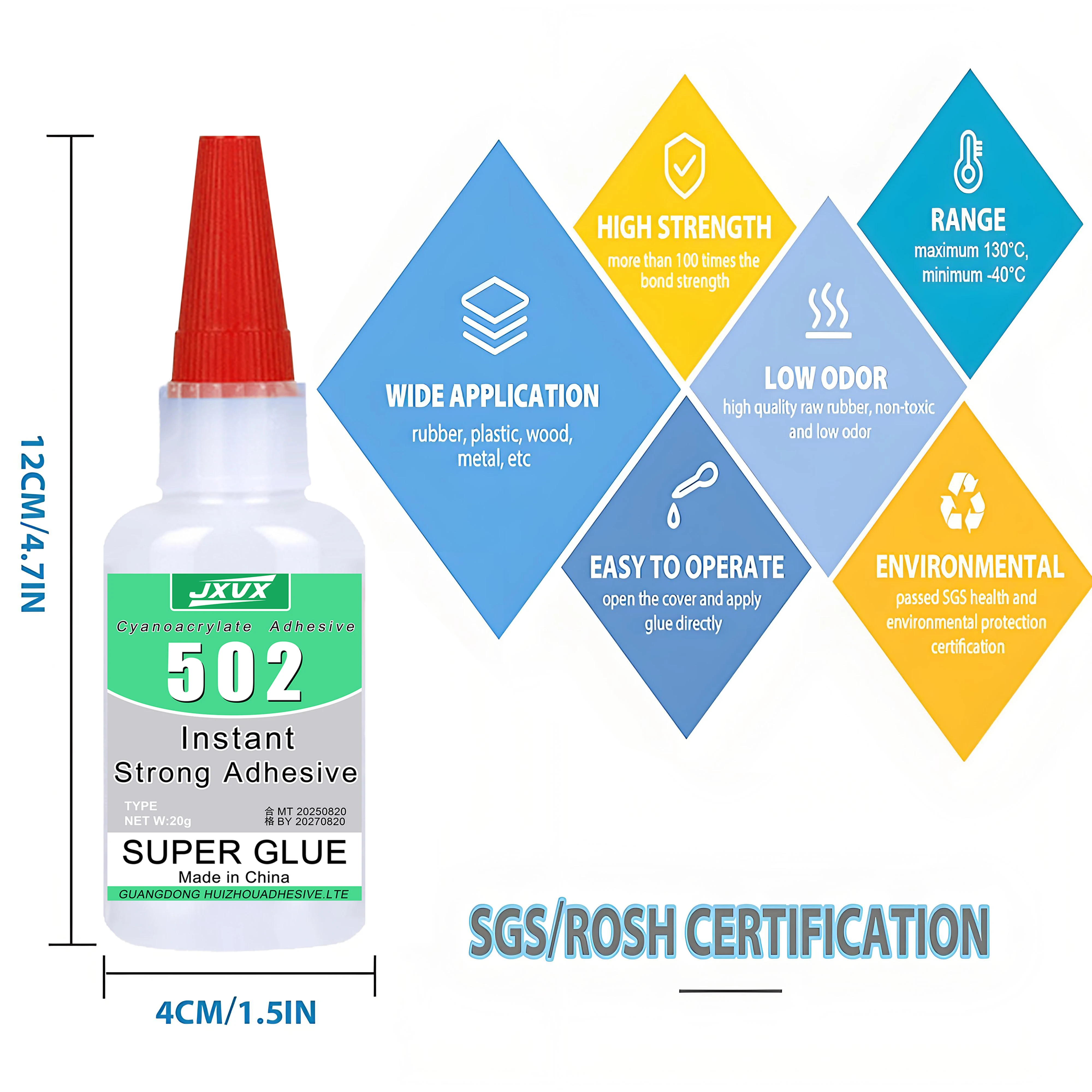 1.76 أونصة 502 غراء فائق القوة متعدد الأغراض سريع الجفاف لاصق سيانو أكريليت لاصق سريع فوري مطاط خشب زجاج أقوى من جميع أنواع الغراء 1-3 قطع. #6