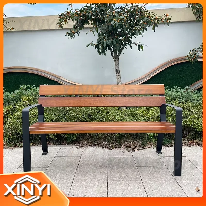Aluminum Outdoor Bench for Contemporary Garden Patio Park Use Durable Solid Wood Seating Ideal for Parks Gardens and Patios