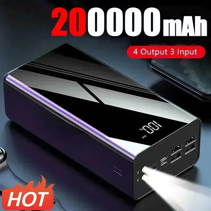 Power Bank 200000mAh Portable Fast Charging PowerBank 100000 mAh 4 USB PoverBank External Battery Charger For Xiaomi Mi 9 iPhone