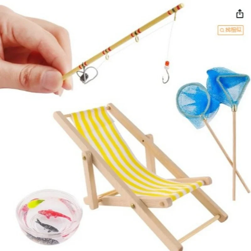 Dollhouse fishing rod, fishing gear, fishing mini model, life scene, toys, decoration accessories view 5