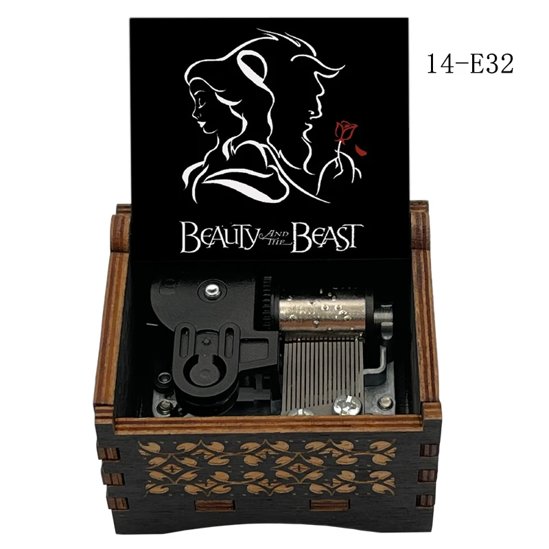 Anime Movie Beauty Princess Wooden Music Box, Laser Engraved Beast Musical Gift, Birthday Lover's Anniversary Special Present - view 3