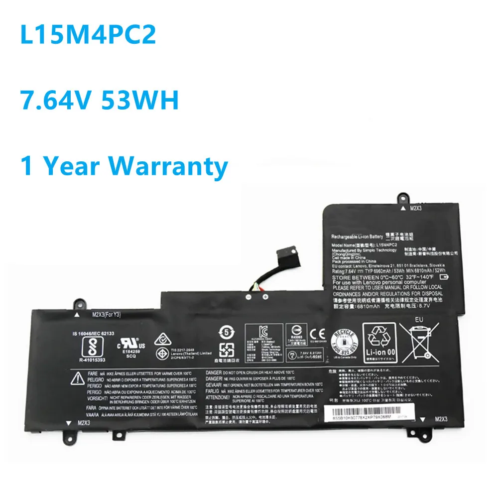 L15M4PC2 L15L4PC2 7.64V 53WH Laptop Battery For Lenovo YOGA 710-14ISK,710-14IKB,710-15ISK,710-15IKB,5B10K90778,5B10K90802