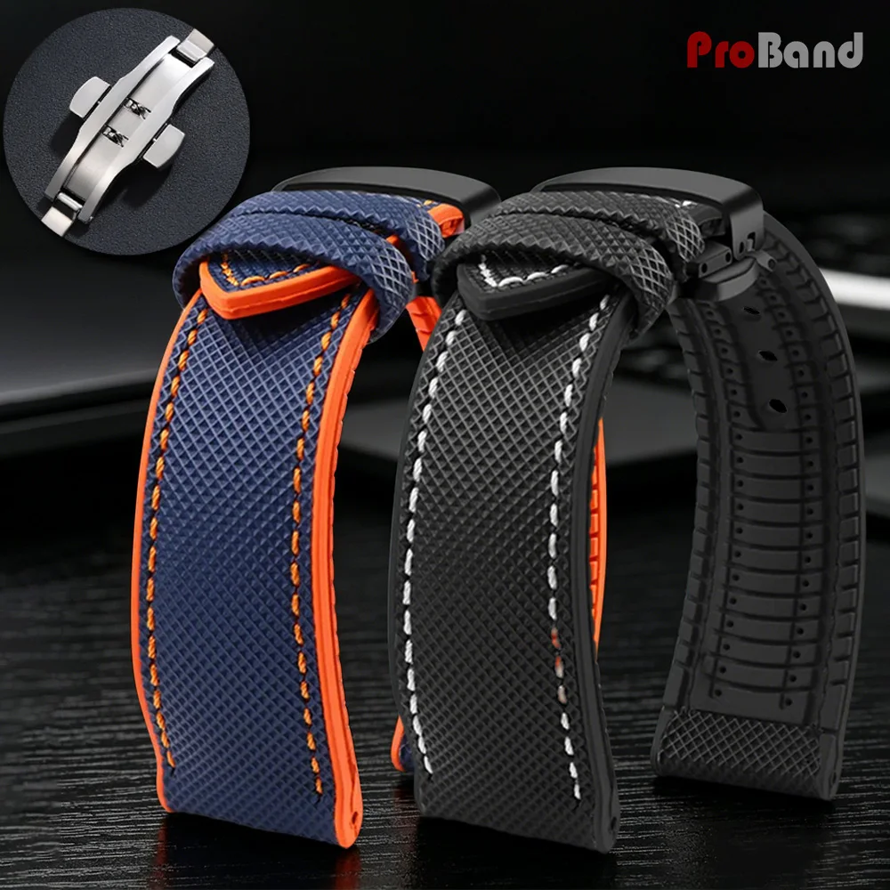 

Butterfly Buckle Bracelet 20mm 22mm 24mm Carbon Fiber Nylon Rubber Hybrid Watch Band Soft Silicone Watch Strap for MenWomen Belt