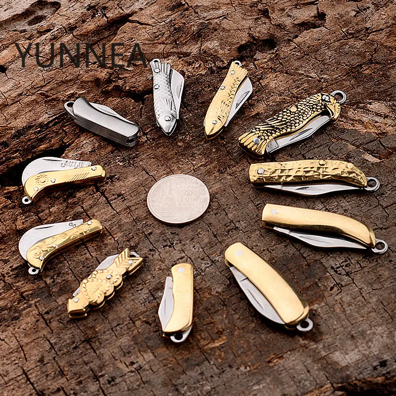 Knife Mini Folding Knife Legal Self Defense Knife Exquisite Brass Knife Keychain Disassembly Express Unpacking Knife