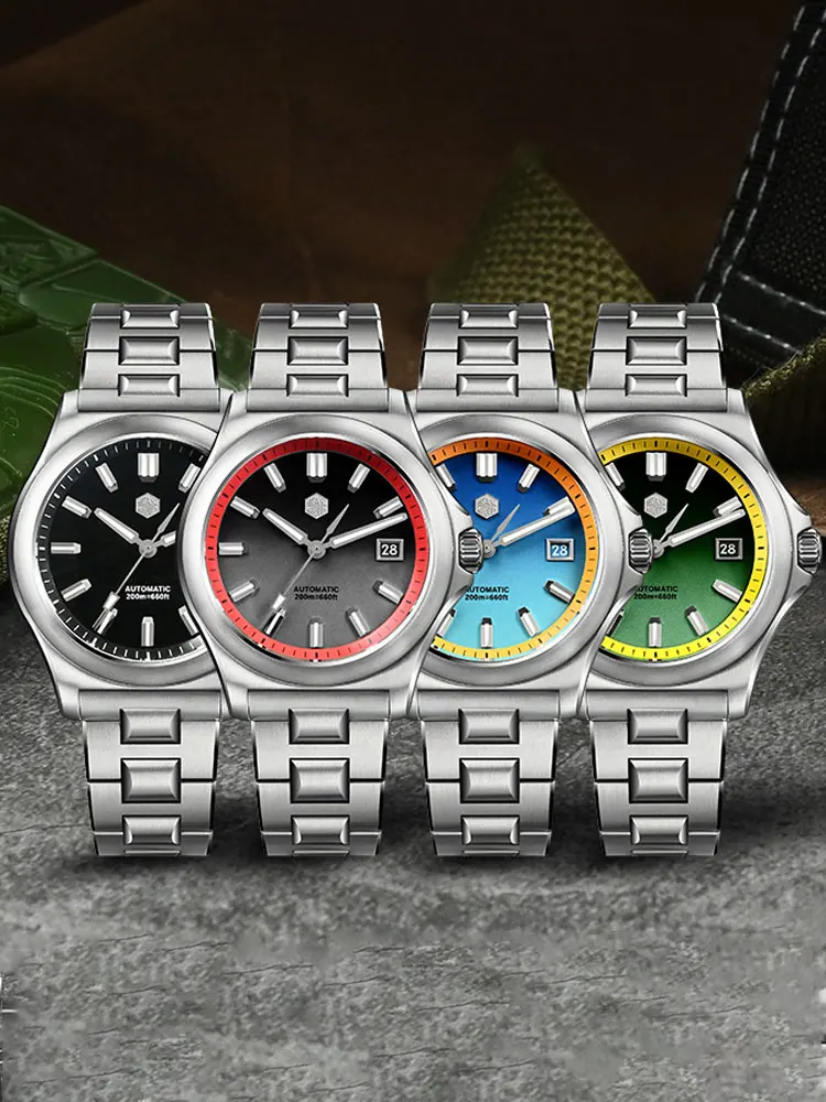 San Martin New 41mm Miyota 9015 Automatic Mechanica Movement Luxury men's watch Waterproof 200m Luminous Brushed Bezel SN0119