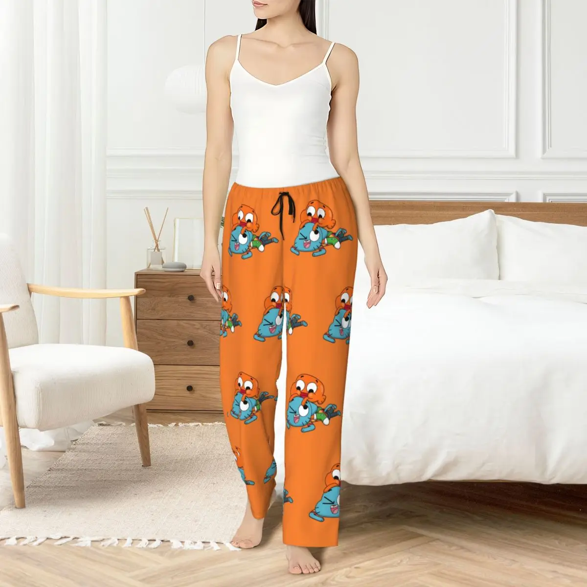 Custom The Amazing World Of Gumball Pajama Pants Womens Animated Comedy Lounge Sleep Stretch Sleepwear Bottoms with Pockets