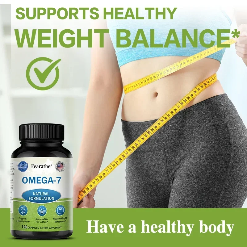 Natural Omega 7 Fatty Acid Capsules - Vitamin Supplement for Heart Health, Skin, Hair, Nail Strength, Healthy Weight Management